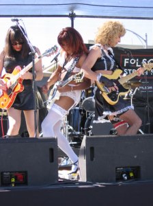 Lipstick Conspiracy at the Folsom Street Fair, 11th Street Stage.  Sarafina, Shawna and Marilyn.