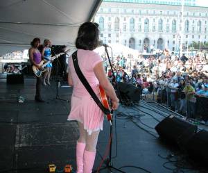 Lipstick Conspiracy at San Francisco Pride, 2004. Shawna, Marilyn and Sarafina. Photo by Shausta.