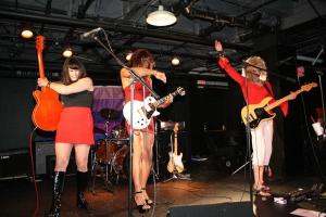 Lipstick Conspiracy at the Rhino Theater, San Francisco, 2007.  Sarafina, Alison, Shawna and Marilyn.